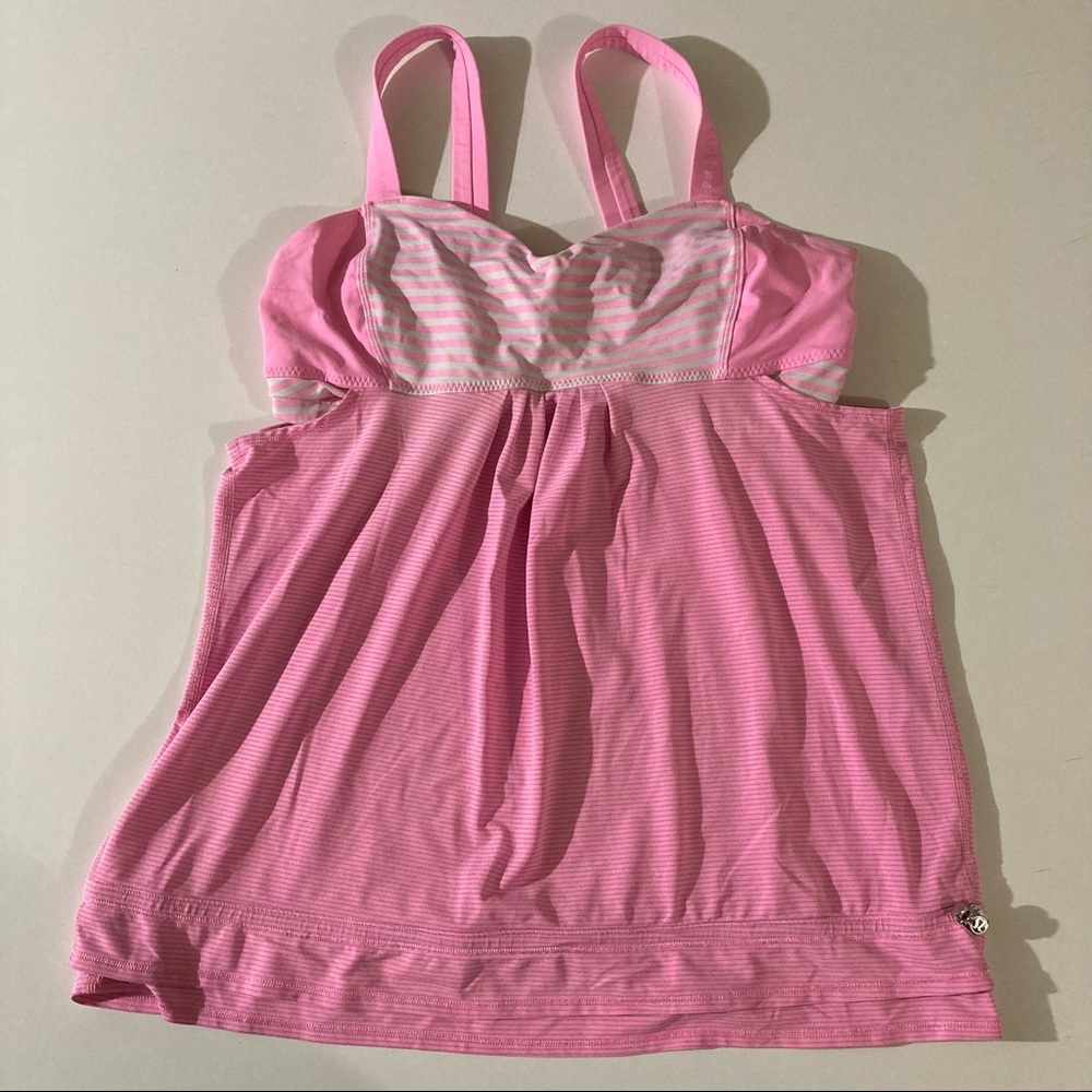 Lululemon tank top size 12 pink striped womans bra